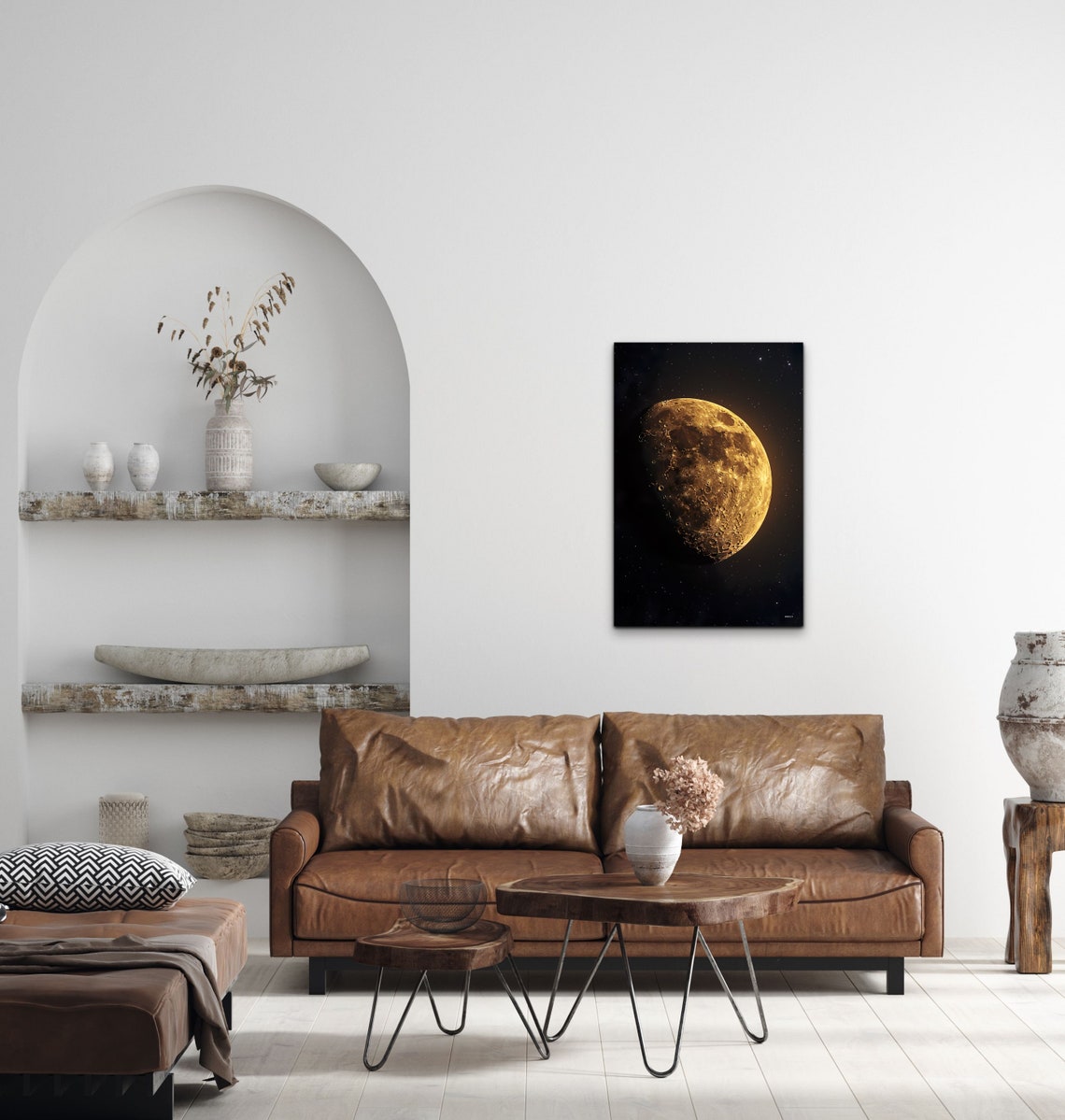 Golden Full Moon Close Up Starry Night Sky Celestial Lunar Poster - Image 5