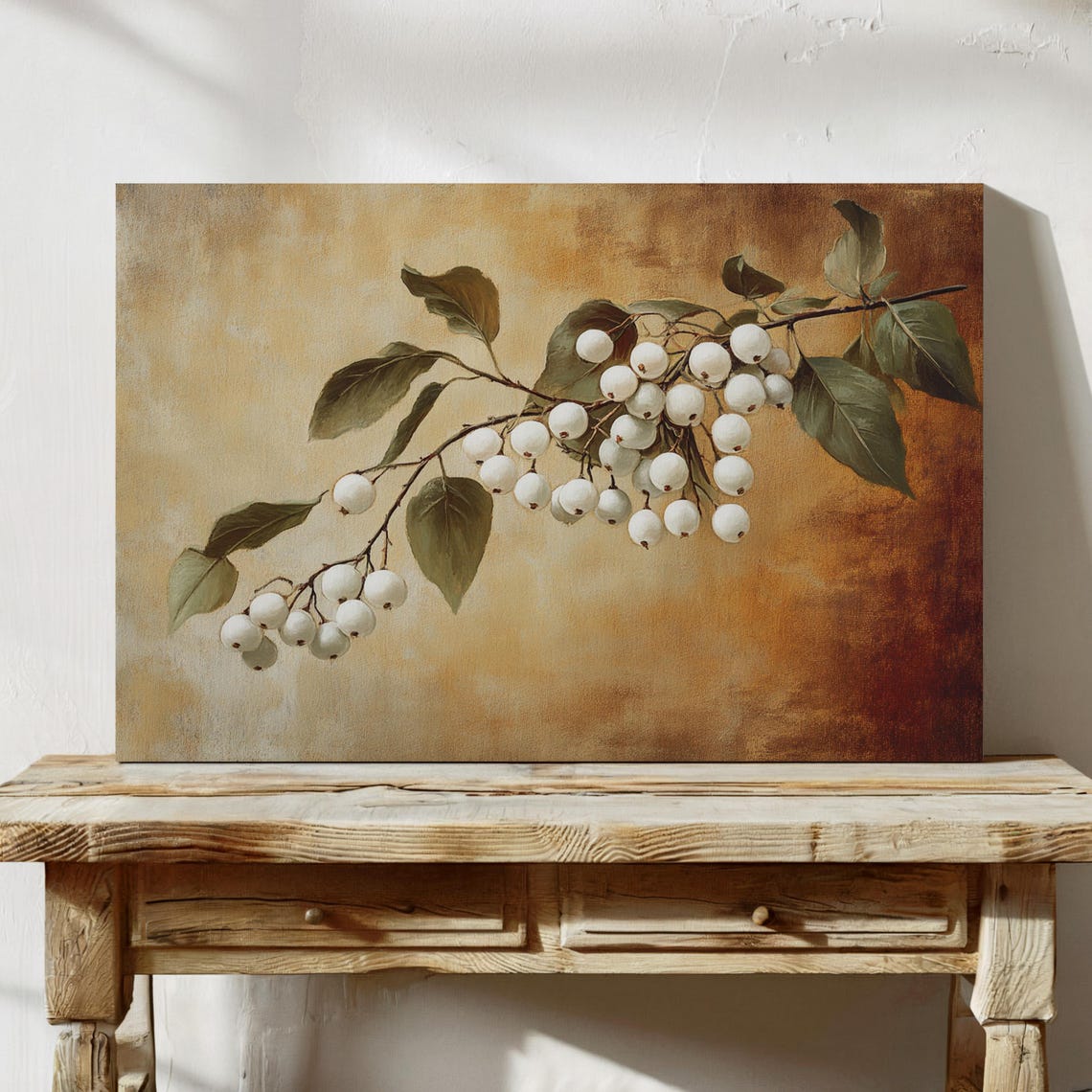 White Winter Berry Branch Botanical Vintage Rustic Art Print - Image 7