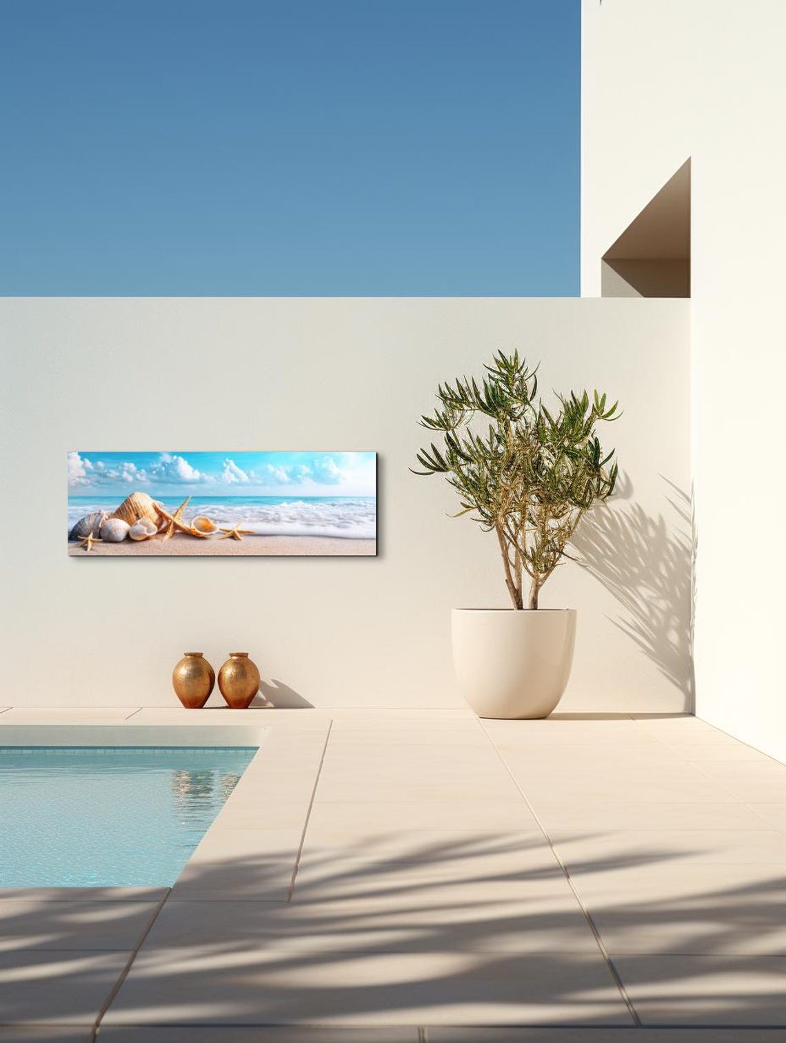 Seashells And Starfish On White Sand Beach Ocean Waves Poster - Image 6