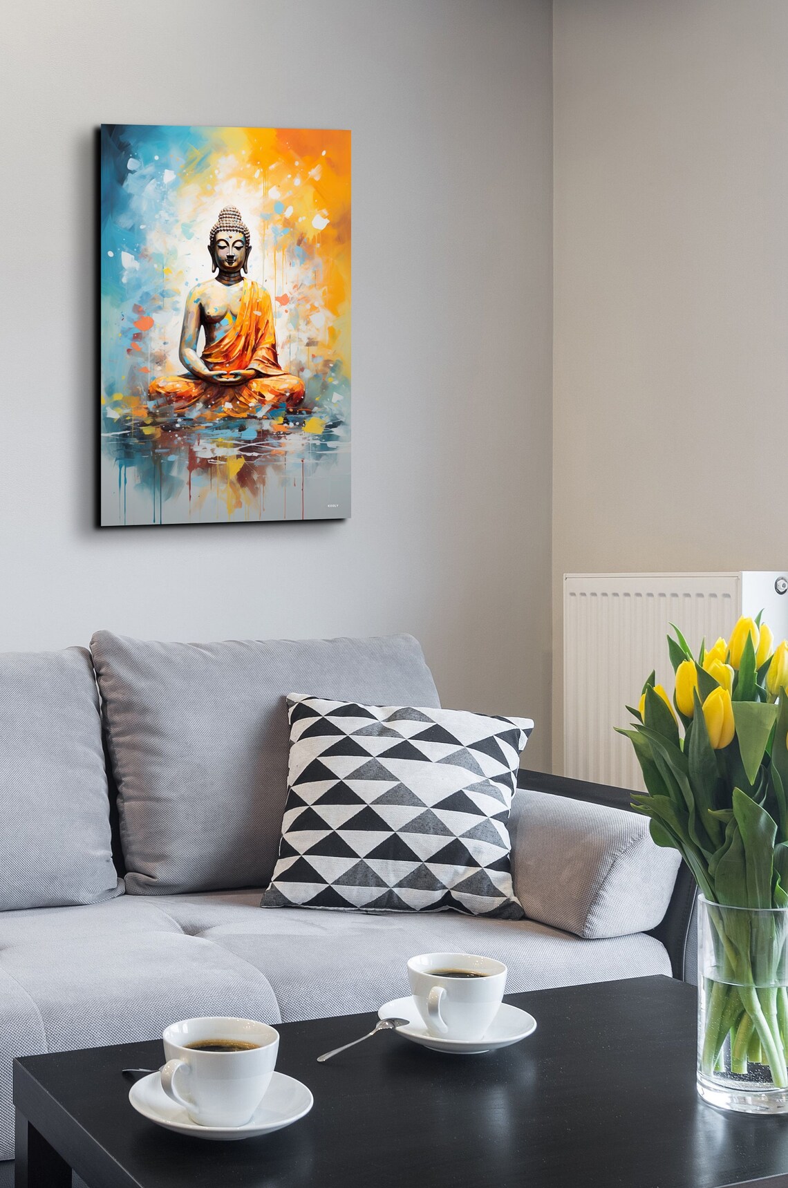 Buddha Meditating in Colorful Abstract Watercolor Splash Art Poster - Image 6