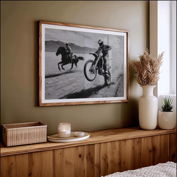 Cowboy And Dirt Bike Desert Race