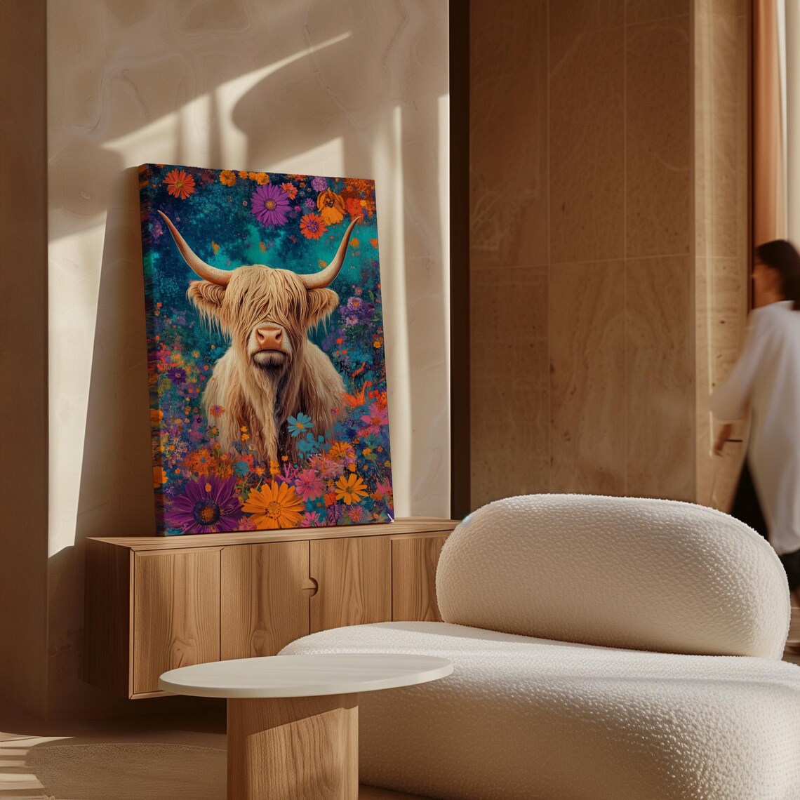 Highland Cow With Wildflowers, Rustic Farmhouse Decor - Image 7