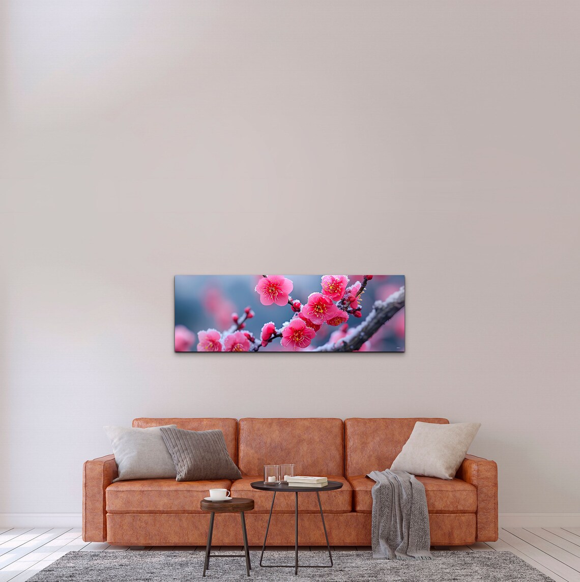 Pink Cherry Blossom Tree Branch, Large Artwork - Image 3