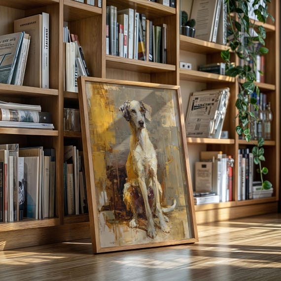 Elegant Abstract Dog Portrait On Textured Background Neutral Tones And Bold Brush Strokes For Modern Rustic Canvas Wall Decor