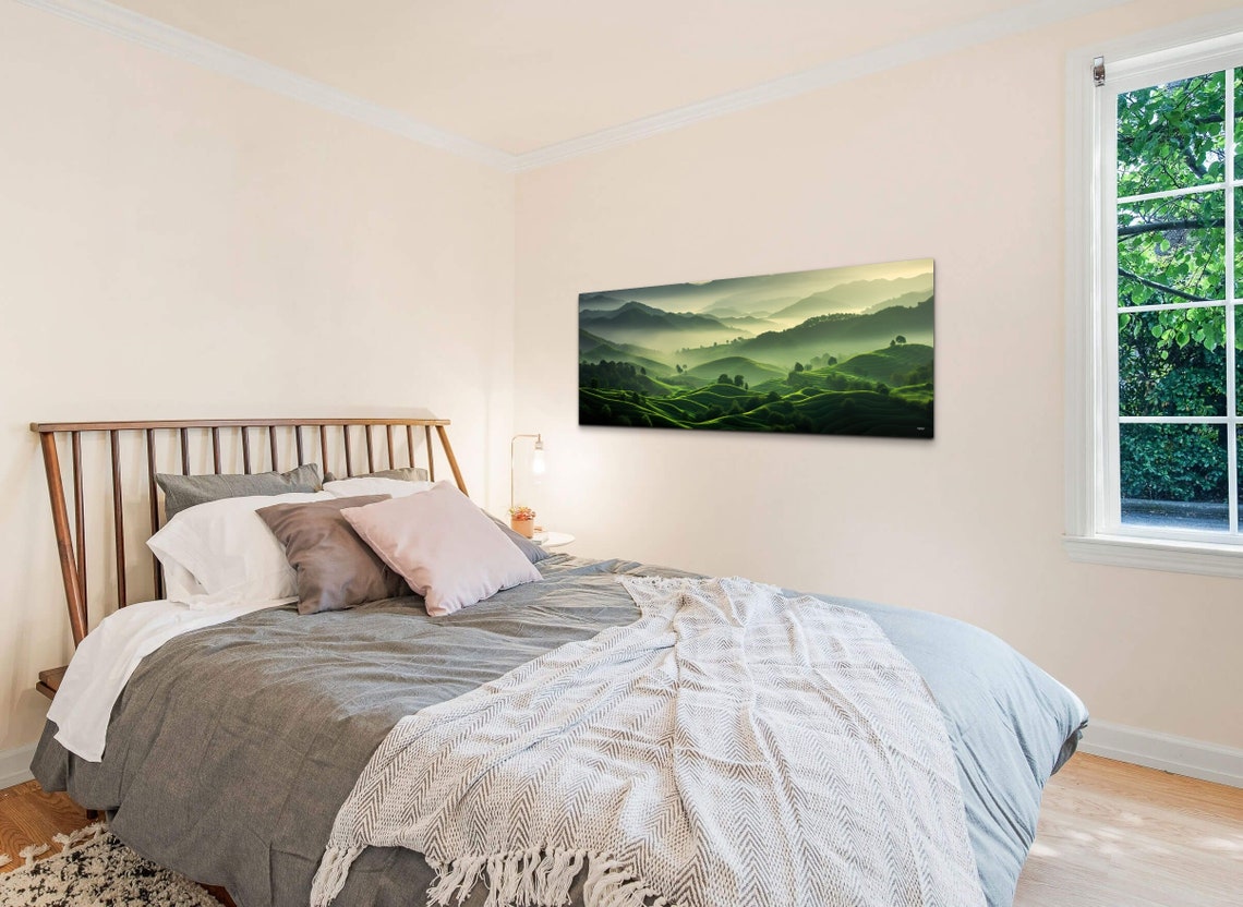 Misty Green Rolling Hills At Dawn Soft Light Panoramic Poster - Image 6