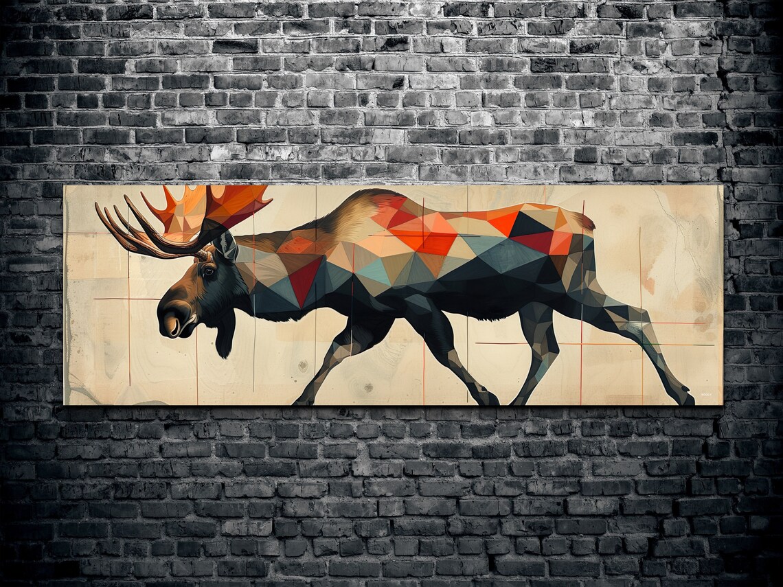 Panoramic Mid Century Modern Moose Art Print - Image 2