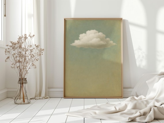 Minimalist Cloud Wall Art, Vintage Pastel Sky Print