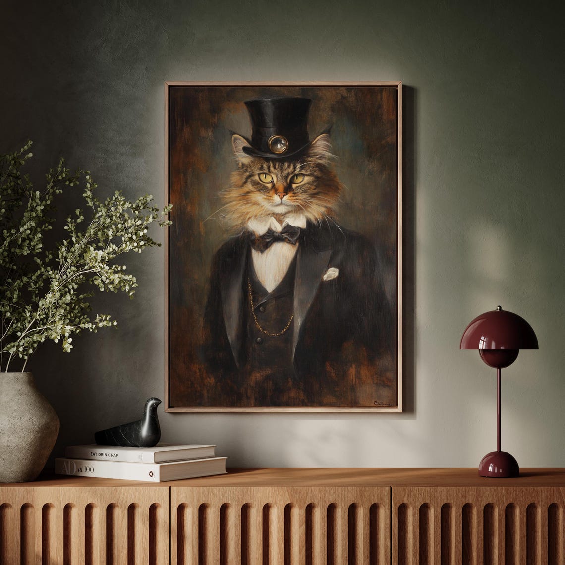 Steampunk Cat In Top Hat With Monocle Victorian Feline Portrait Poster