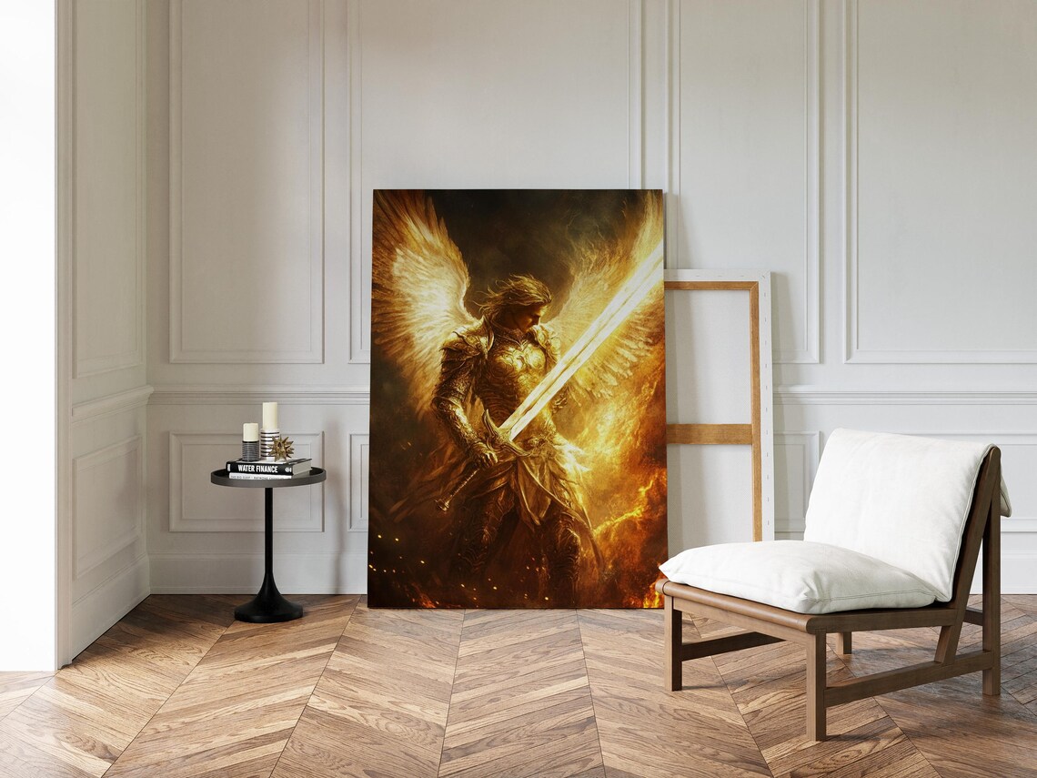 Celestial Warrior Angel Art Print, Fantasy Decor - Image 4