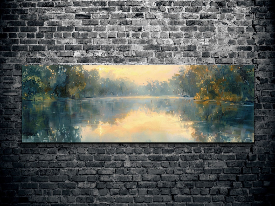 Quiet Morning Lake Mirror Calm Misty Sunrise Landscape Wall Poster - Image 3
