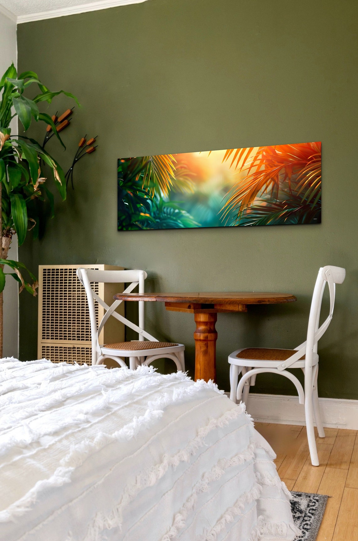 Tropical Style Wall Art Print Colorful Paradise Tree Leaves Wall Art Tropical Jungle Panoramic Ready To Hang - Image 4
