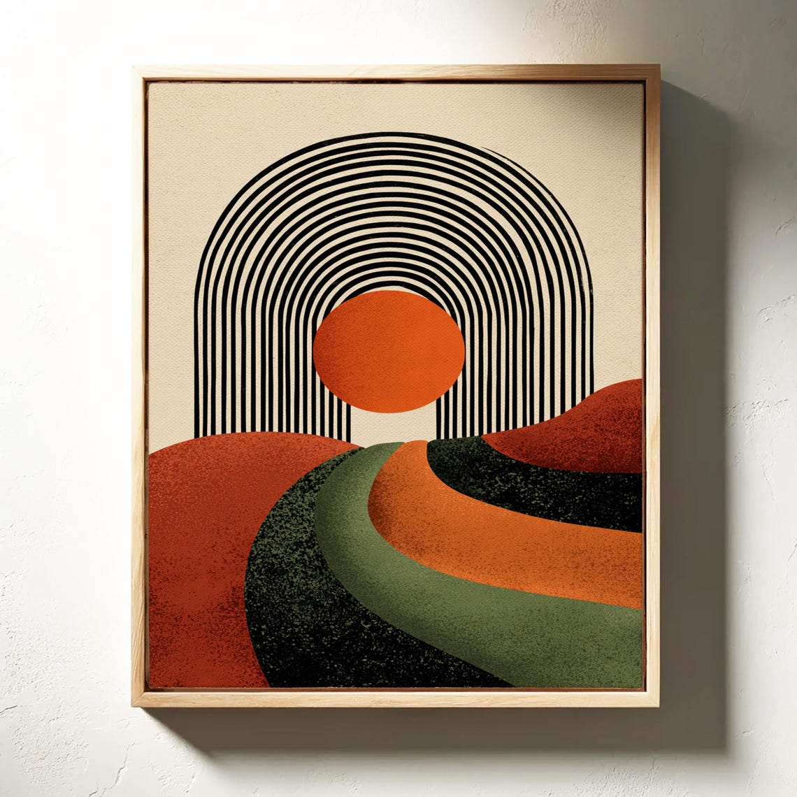 Retro Sunset Arch Canvas Geometric Abstract Landscape Art