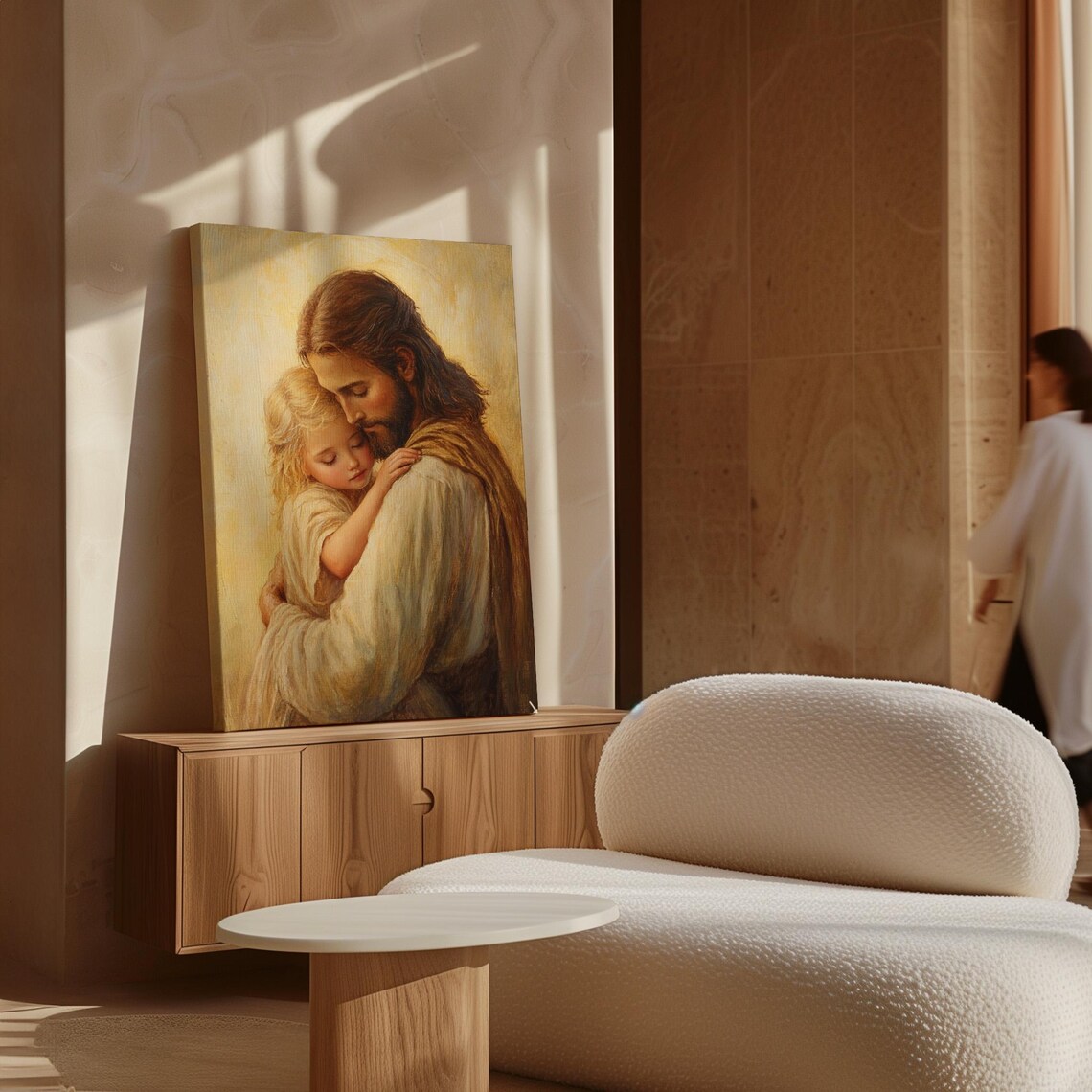 Jesus Holding a Young Girl Close in a Golden Glow of Love Poster - Image 7