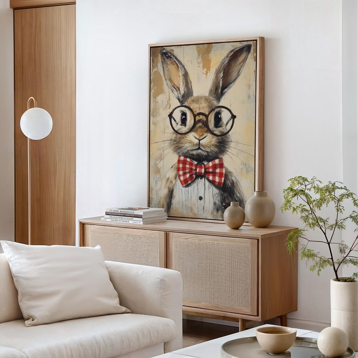 Rustic Rabbit Portrait With Glasses, Vintage Art Print - Image 6