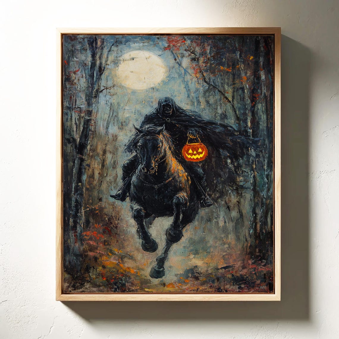 Headless Horseman Halloween Dark Forest Full Moon Pumpkin Rider Poster - Image 4