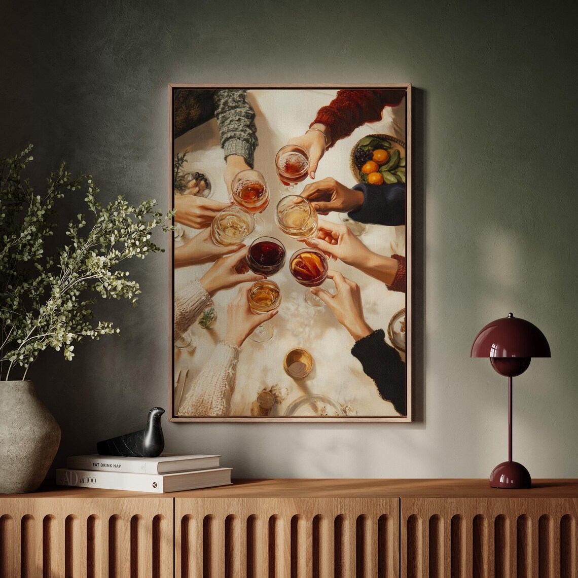 Wine Toast Celebration, Vintage Oil-Style Art Print - Image 3