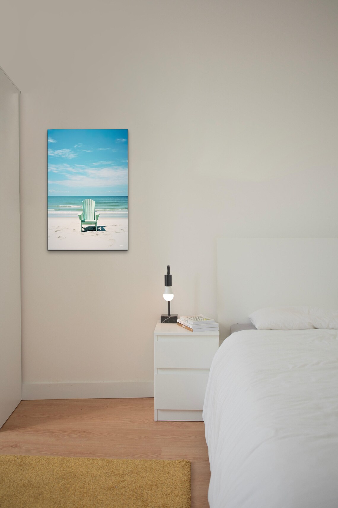 White Adirondack Chair on a Quiet Beach by the Turquoise Sea Poster - Image 4