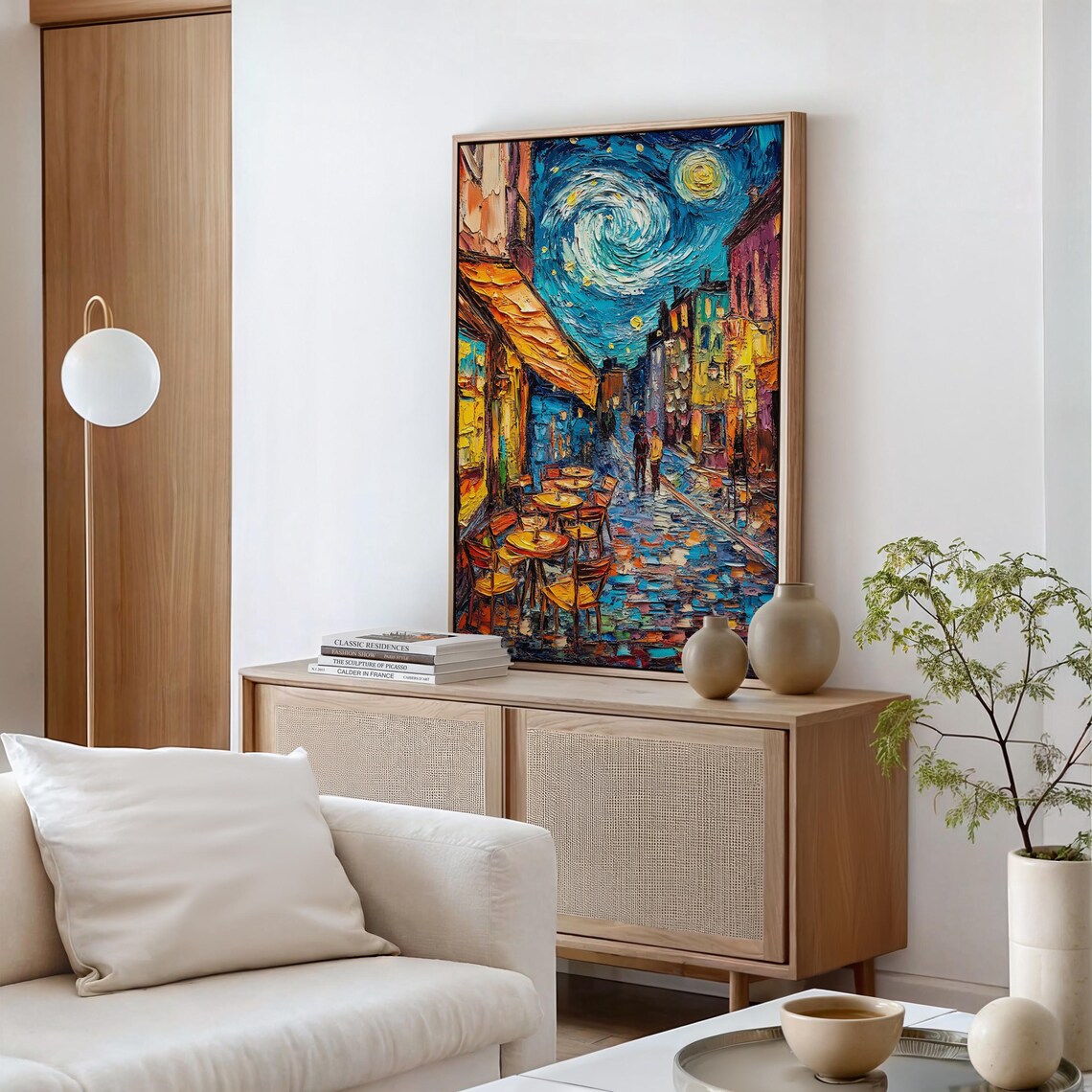 Starry Night Street Cafe Scene Swirling Impressionist Impasto City Poster - Image 5
