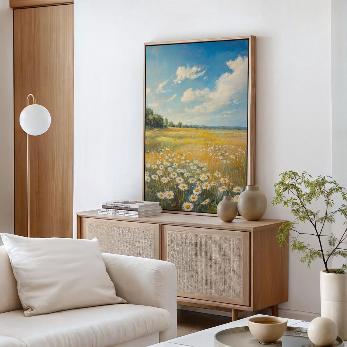 Daisy Field Under Bright Blue Sky With Clouds Summer Meadow Poster - Image 5