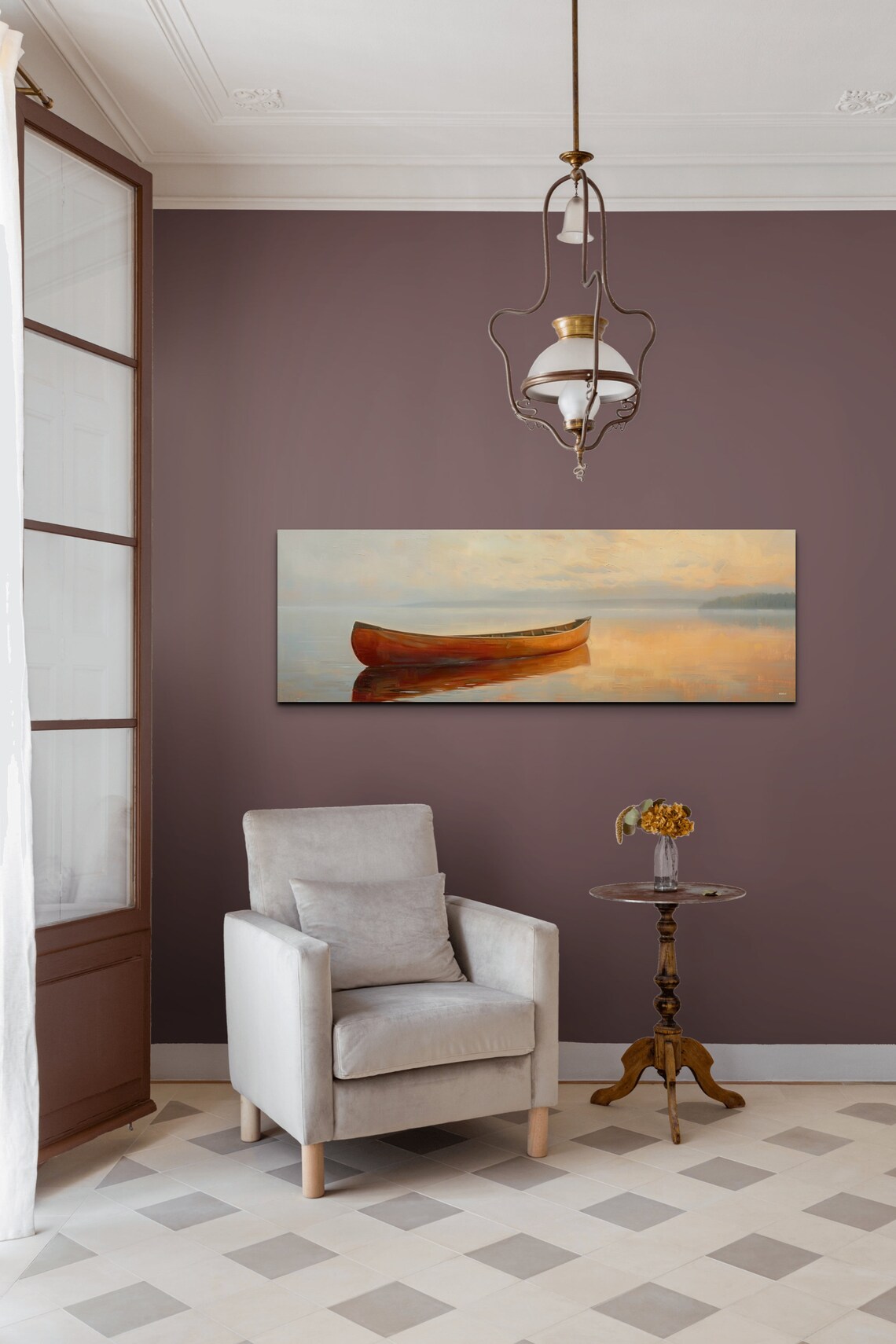 Brown Canoe Art Print, Rustic Lake House Decor - Image 7
