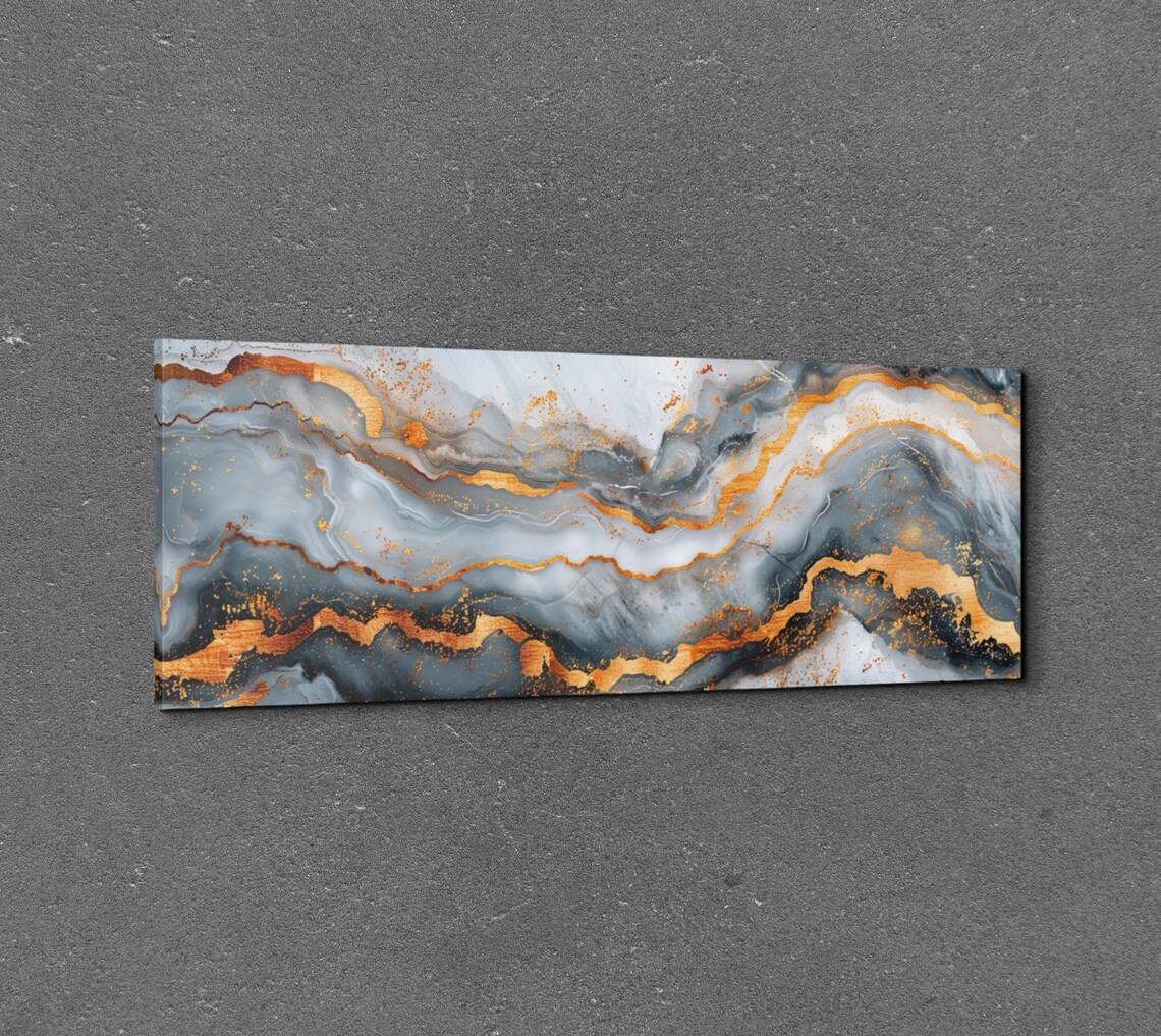 Gray And Gold Marble Abstract Modern Art - Image 7