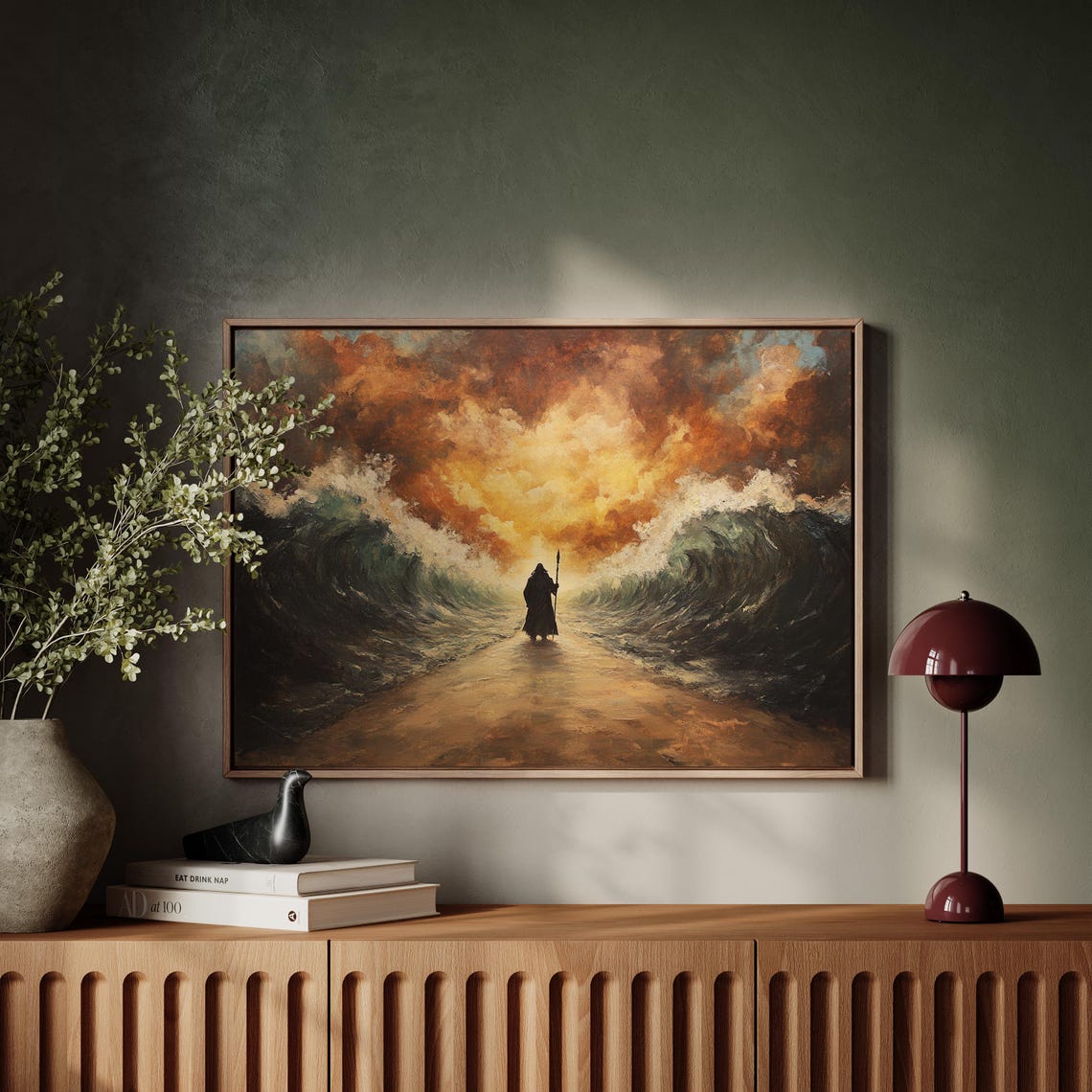Moses Parting the Red Sea Walking Between Towering Waves Poster - Image 4