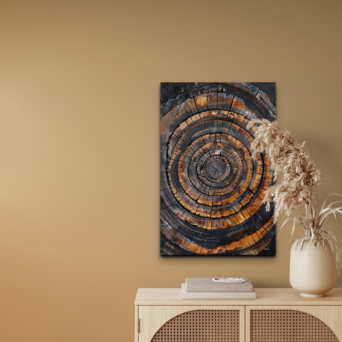 Tree Ring Wood Slice Amber Tones Rustic Cabin Decor Art Poster - Image 5