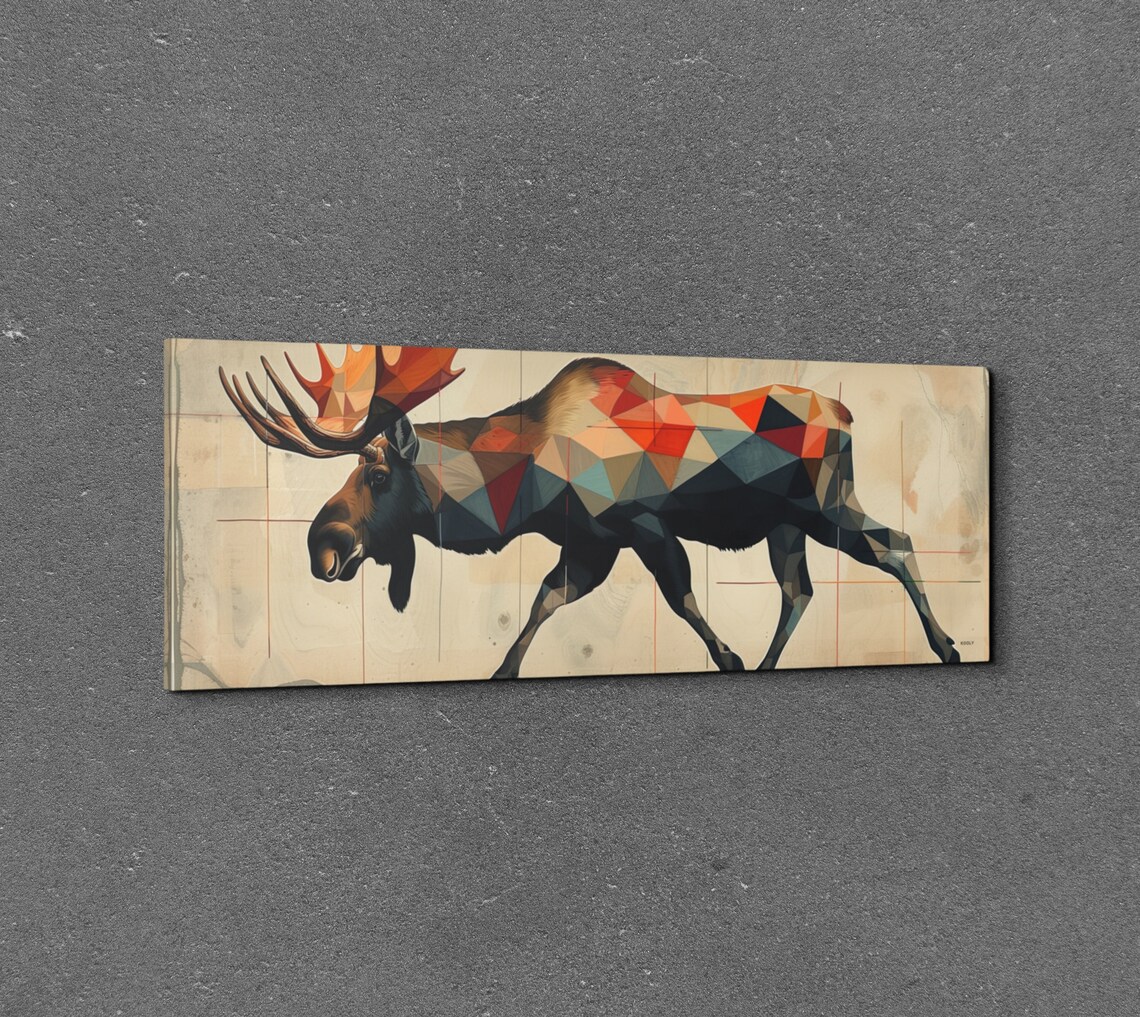 Panoramic Mid Century Modern Moose Art Print - Image 3