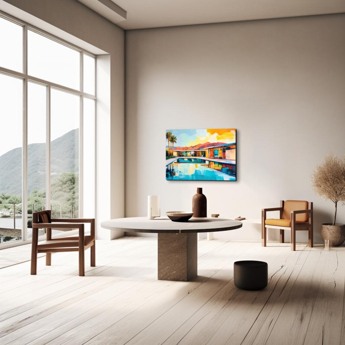 Mid Century Modern Palm Springs House Pool Desert Art Poster - Image 5