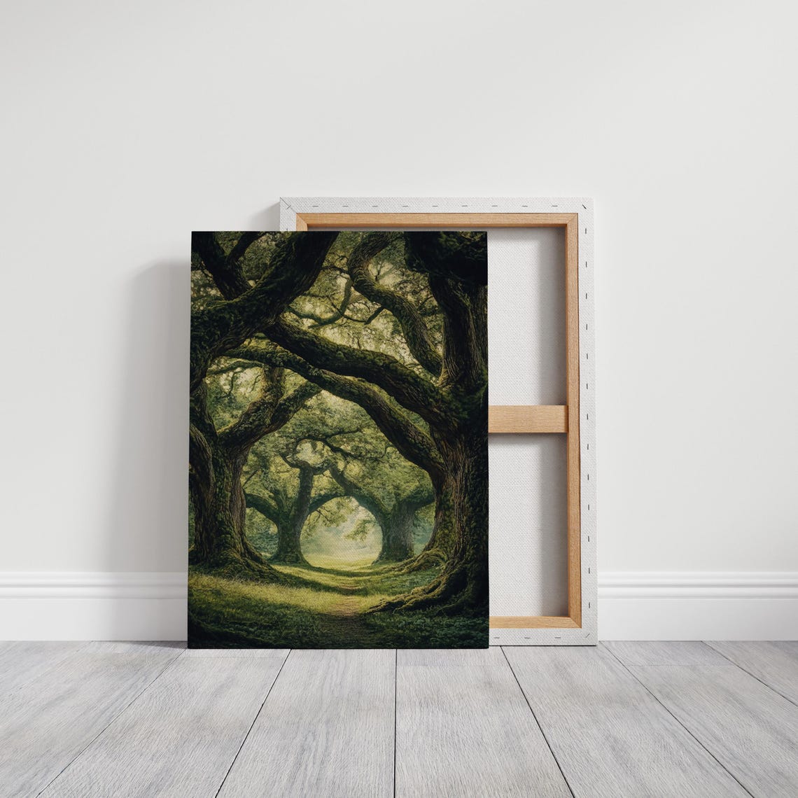 Ancient Mossy Oak Trees Forming Natural Arch Mystical Forest Wall Art - Image 3
