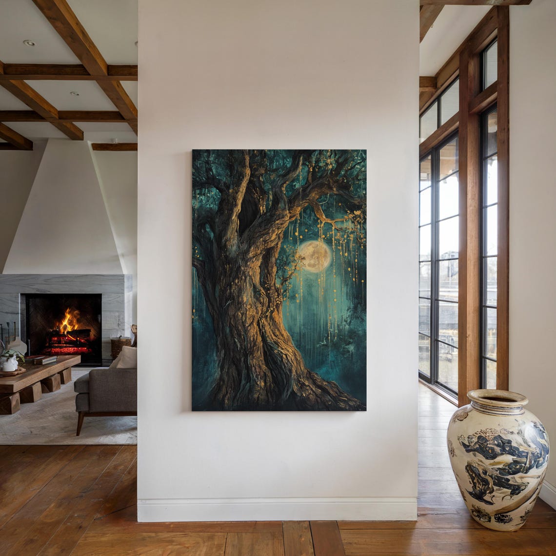 Enchanted Moonlit Tree With Full Moon Mystical Night Forest Poster - Image 5