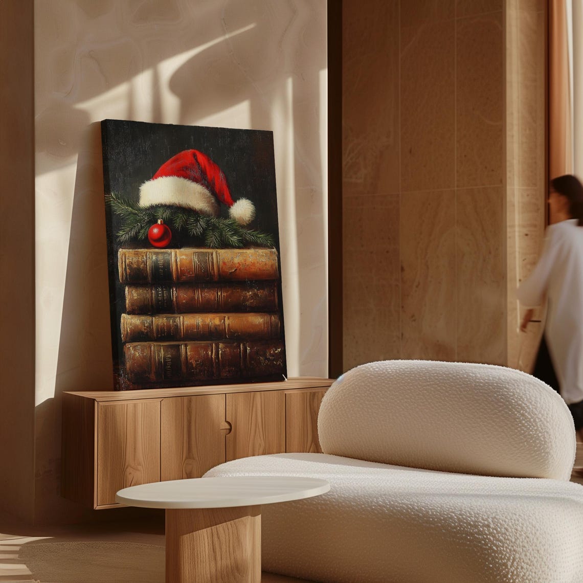 Santa Hat On Vintage Books With Pine Christmas Still Life Poster - Image 7