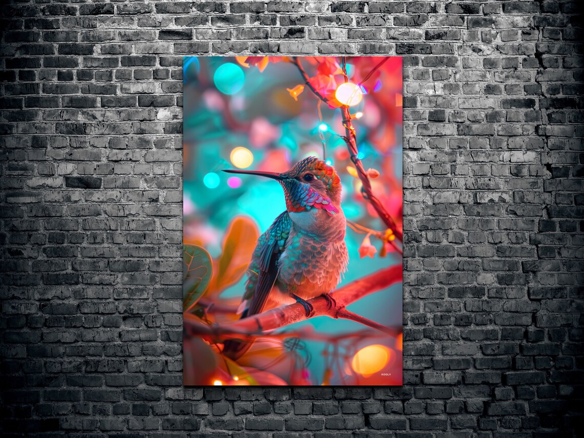 Hummingbird Wall Art Print, Colorful Bird Decor - Image 2
