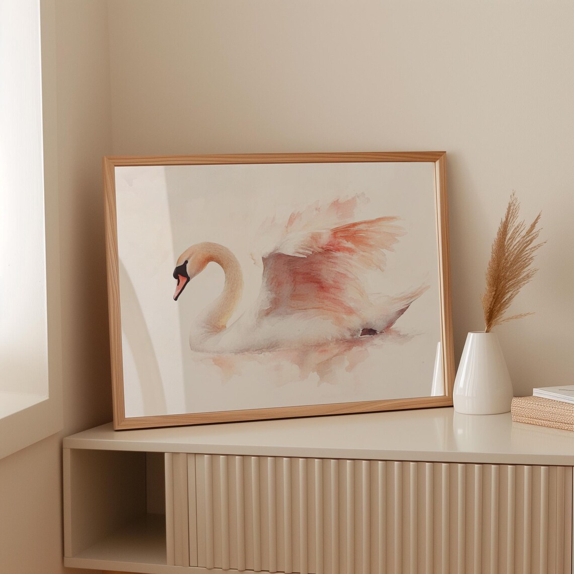 Elegant Watercolor Swan, Nature Decor Art Print