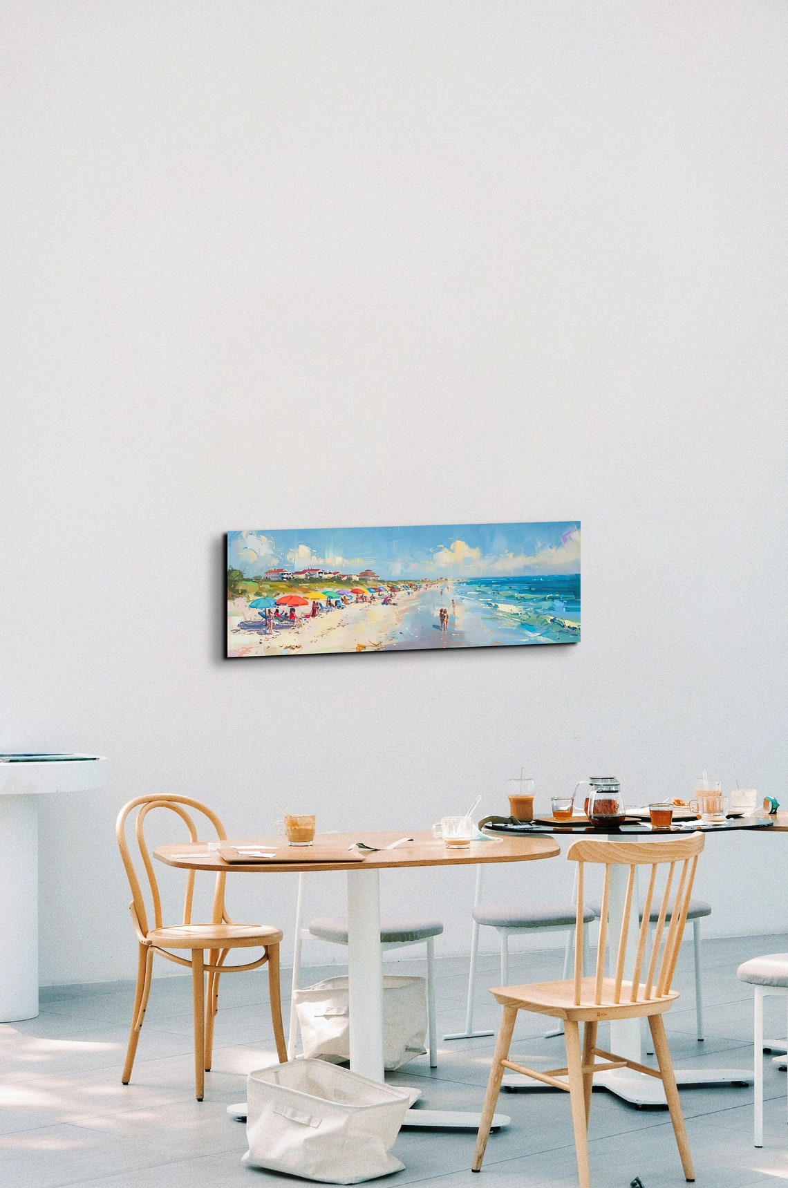 Sunny Beach with Colorful Umbrellas Impressionist Seaside Poster - Image 4