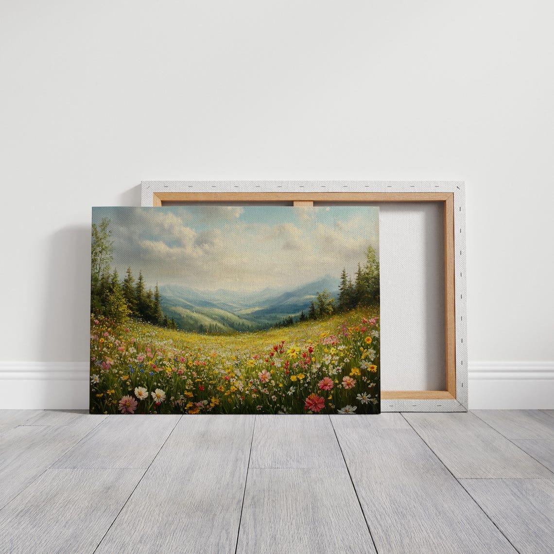 Vibrant Wildflower Meadow Alpine Valley Blue Mountains Poster - Image 5
