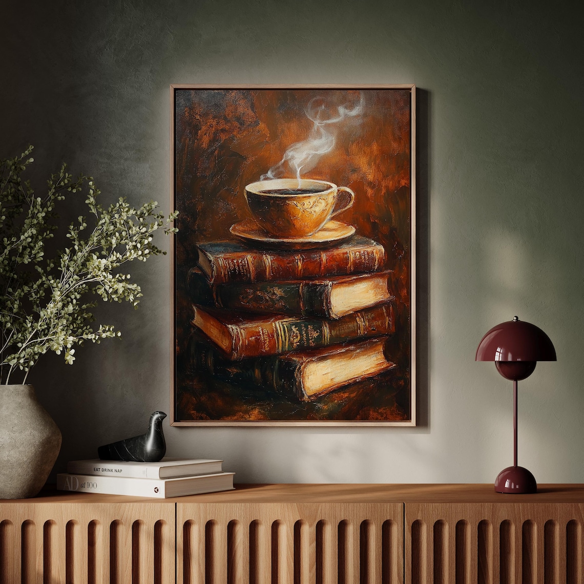 Vintage Coffee and Books Art Print, Rustic Decor - Image 7