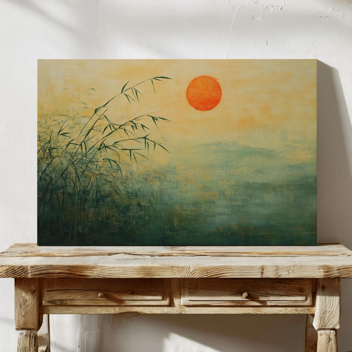 Minimalist Bamboo Sunset Wall Art Tranquil Zen Landscape Asian Inspired Nature Print For Home Office - Image 4