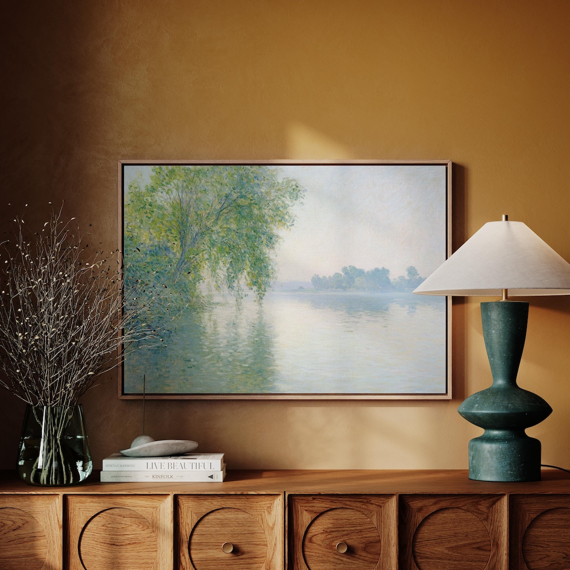 Serene Lakeside Landscape Poster, Tranquil Nature Scene - Image 7