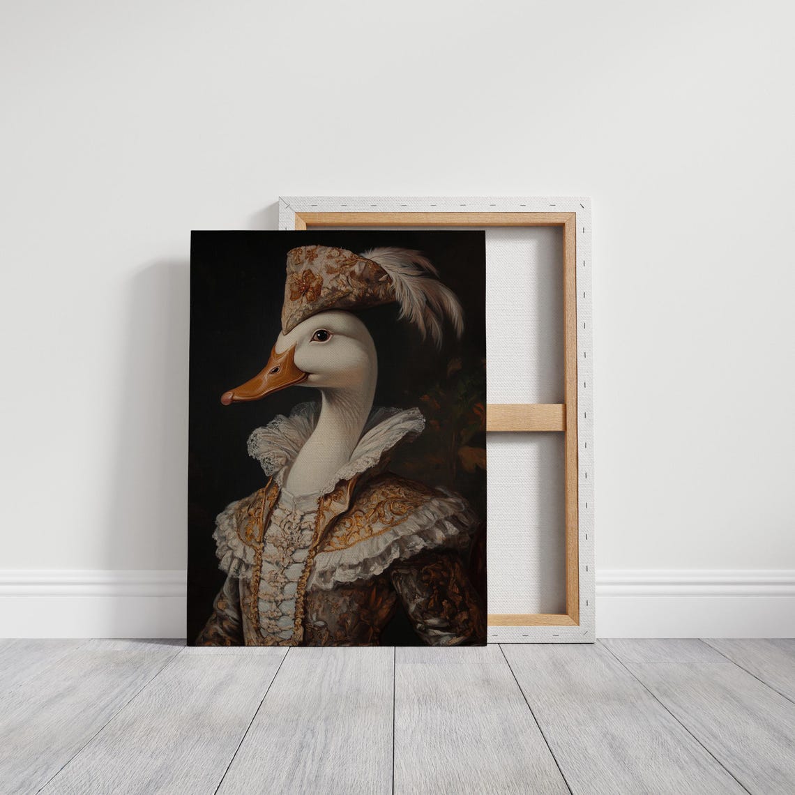 Elegant Duck Portrait In Ornate Vintage Attire Feather Hat Poster - Image 3