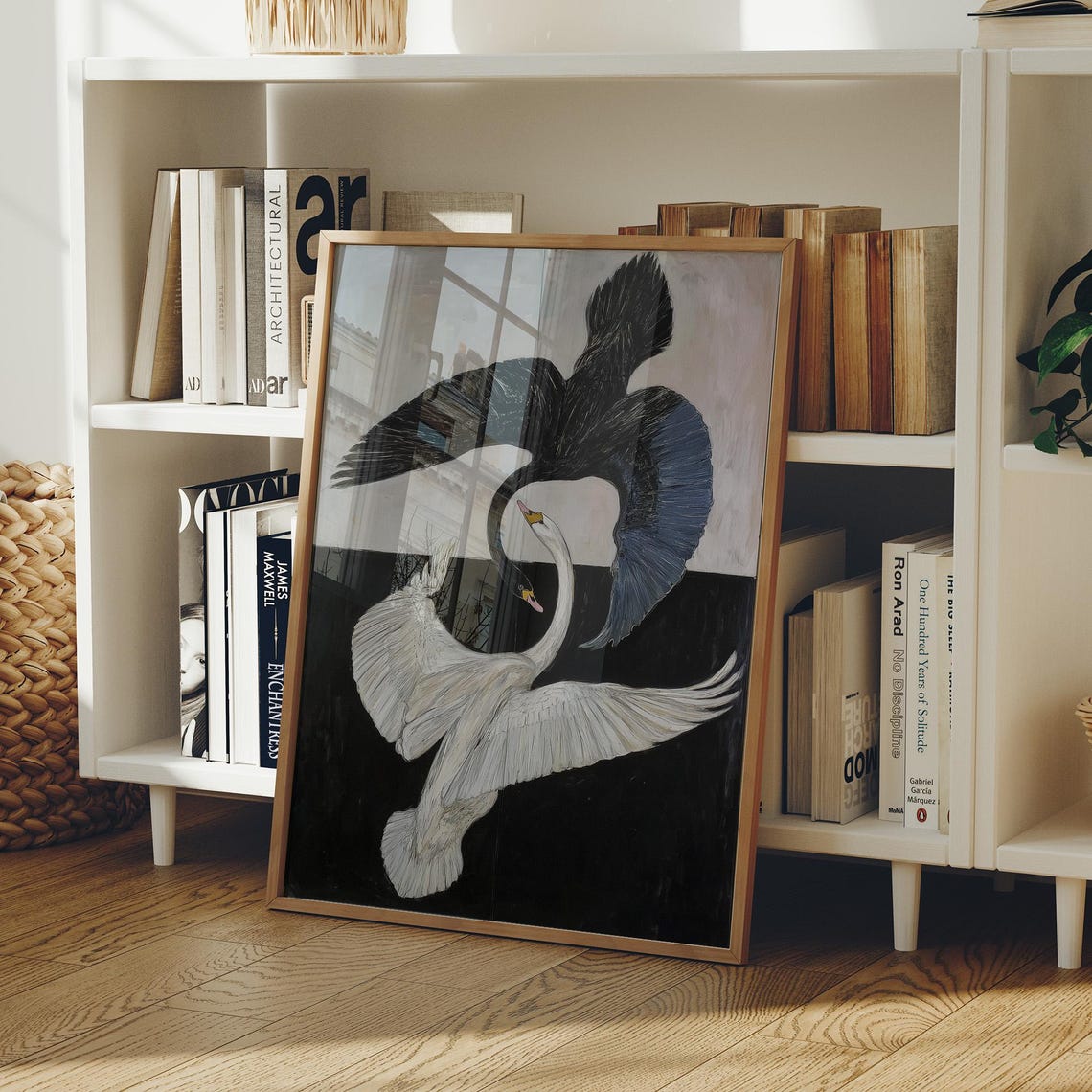 Yin And Yang Swans Art Print