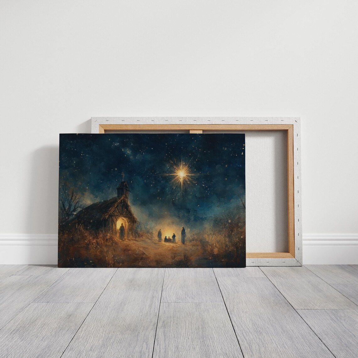 Nativity Scene Rustic Christmas Star Art Print - Image 7