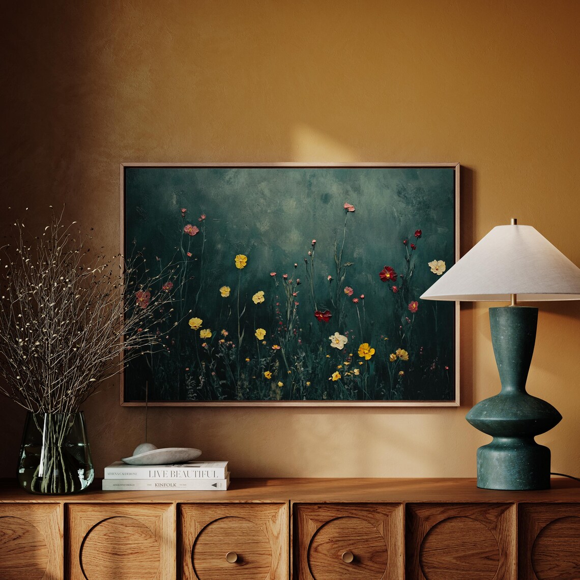 Dark Floral Meadow Vintage Botanical Art Print - Image 4