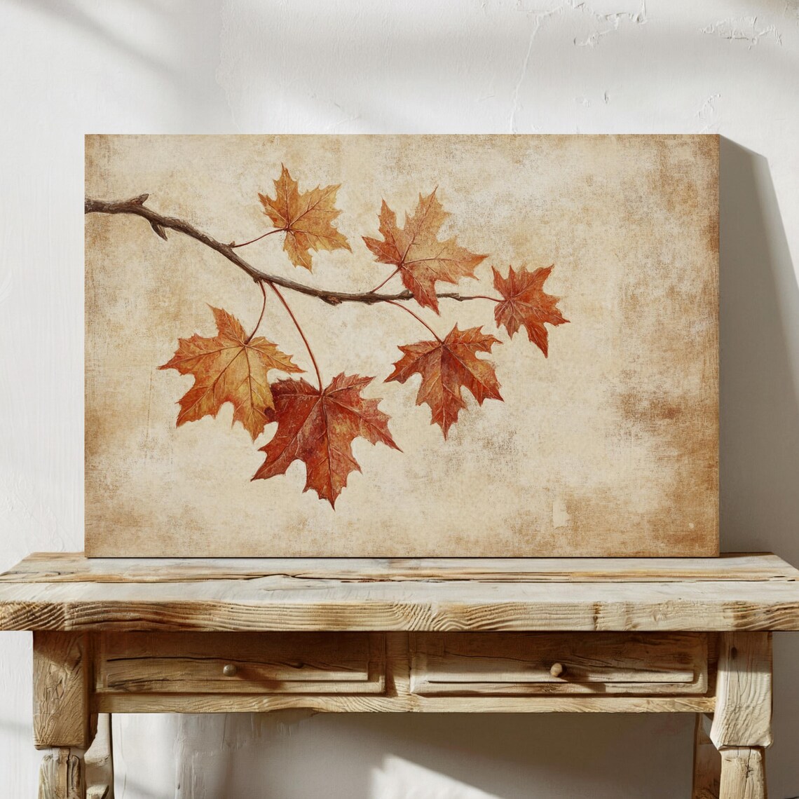 Rustic Autumn Maple Leaves Vintage Nature Art Print - Image 7