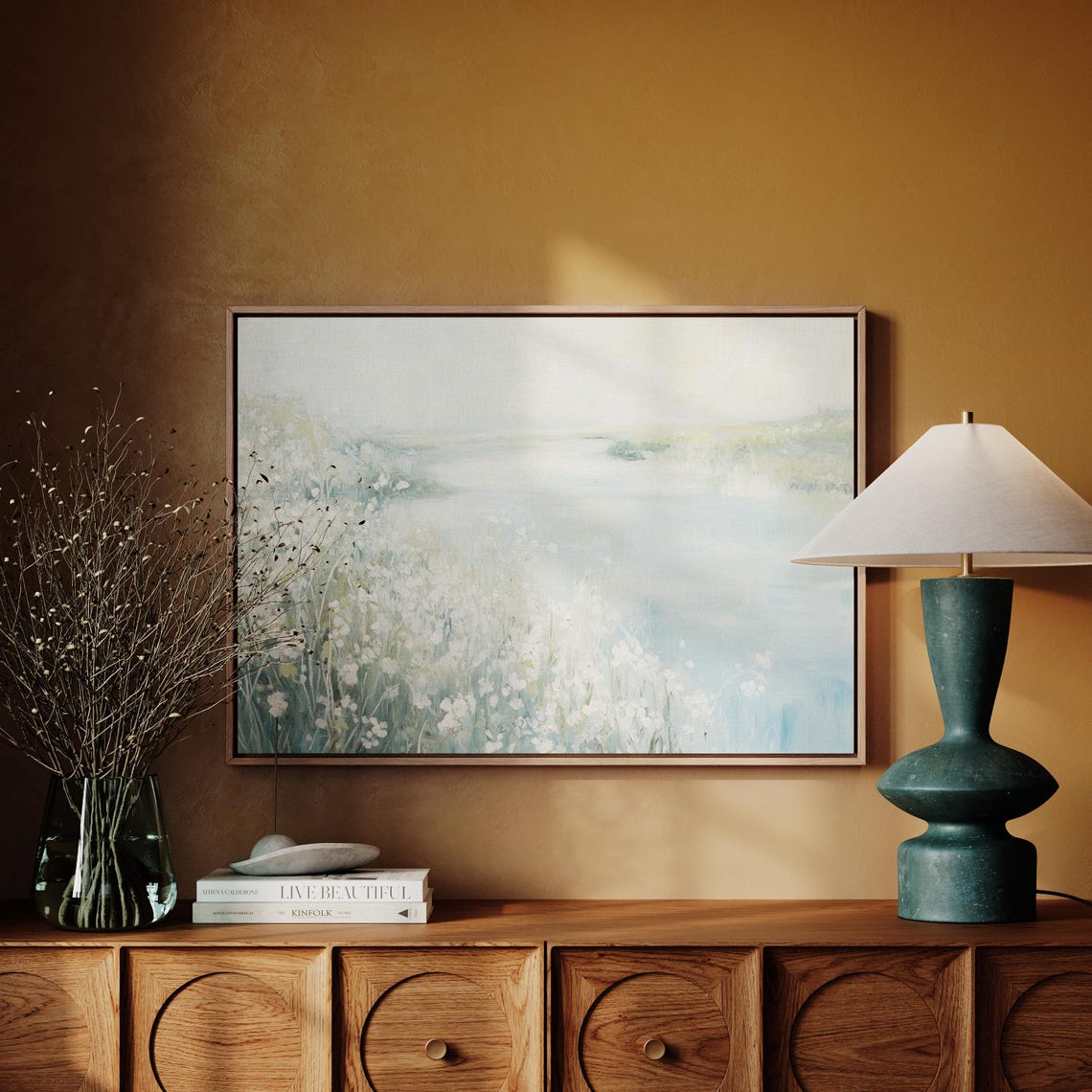 Serene Pastel Lake Wildflower Meadow Soft Impressionist Poster - Image 4