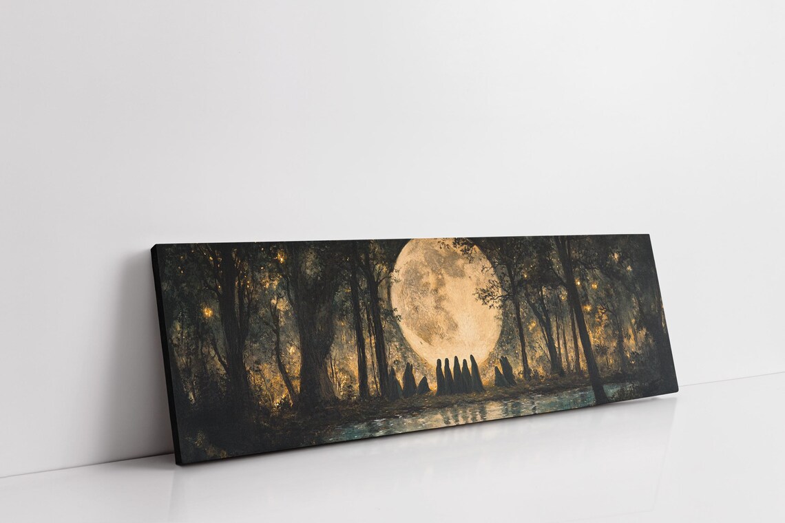 Full Moon Witch Gathering Mystical Night Art Print - Image 7