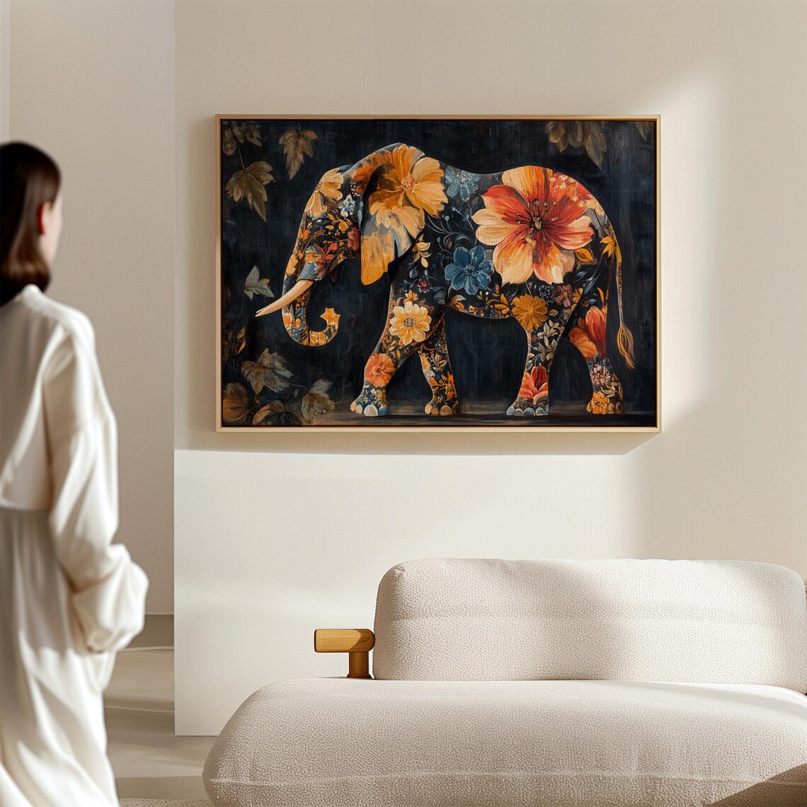 Elephant Covered in Vibrant Floral Pattern Bold Botanical Animal Poster - Image 6