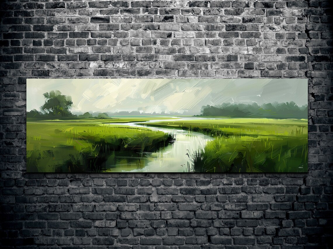 Panoramic River Landscape, Nature Landscape Art Print - Image 2