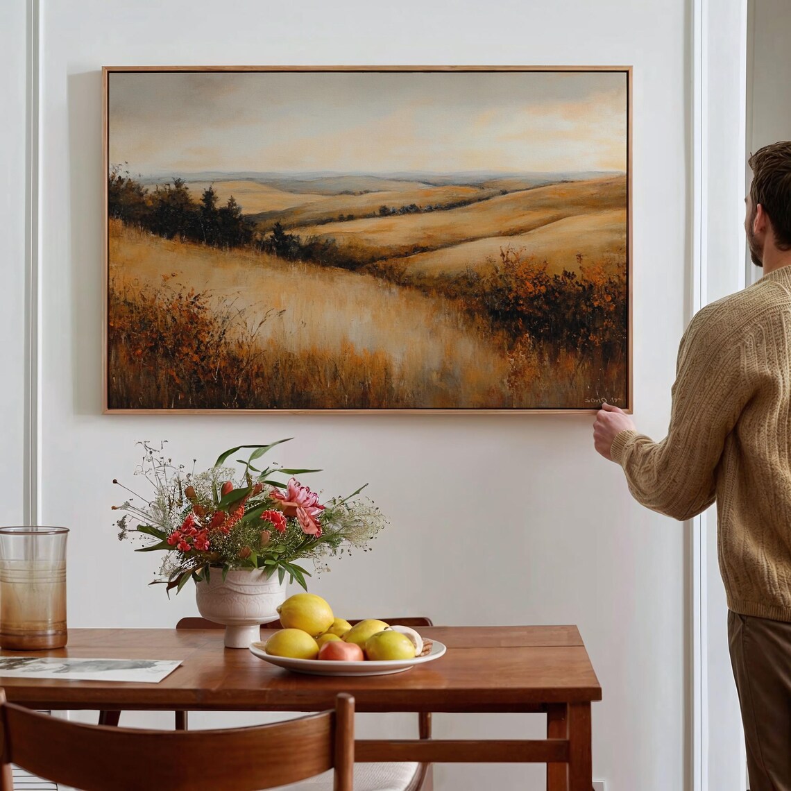 Golden Autumn Rolling Hills Fall Countryside Landscape Wall Art