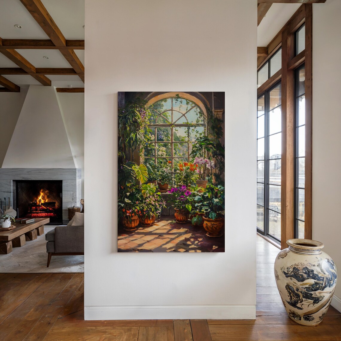 Sunlit Greenhouse Art Print, Lush Botanical Decor - Image 4